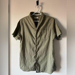 UW Linen Button-Down Shirt for Men in Green